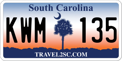 SC license plate KWM135