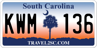 SC license plate KWM136