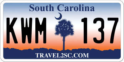 SC license plate KWM137