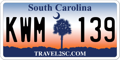 SC license plate KWM139