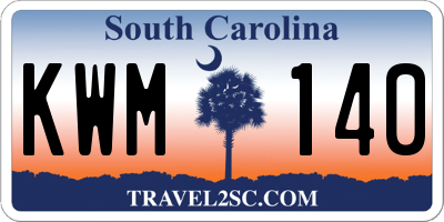 SC license plate KWM140