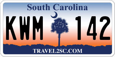 SC license plate KWM142