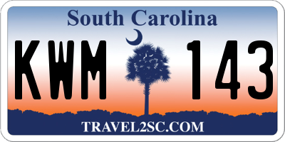 SC license plate KWM143