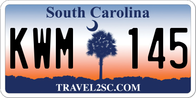 SC license plate KWM145