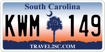 SC license plate KWM149