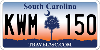 SC license plate KWM150