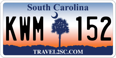 SC license plate KWM152