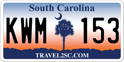 SC license plate KWM153