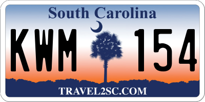 SC license plate KWM154