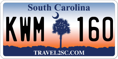 SC license plate KWM160