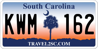 SC license plate KWM162