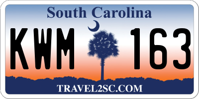 SC license plate KWM163