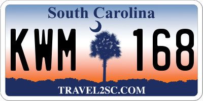 SC license plate KWM168