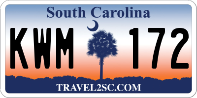 SC license plate KWM172