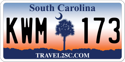 SC license plate KWM173