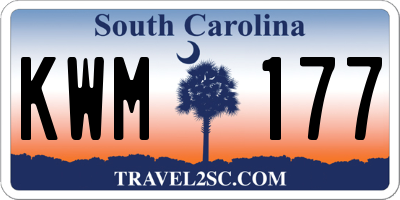 SC license plate KWM177