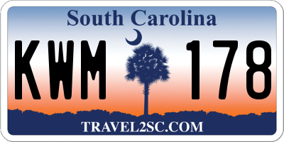 SC license plate KWM178