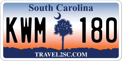 SC license plate KWM180