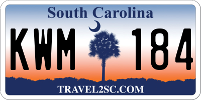 SC license plate KWM184