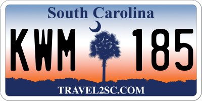 SC license plate KWM185