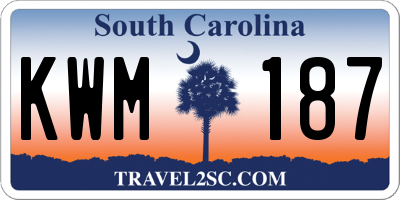 SC license plate KWM187