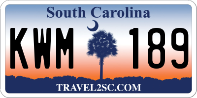 SC license plate KWM189