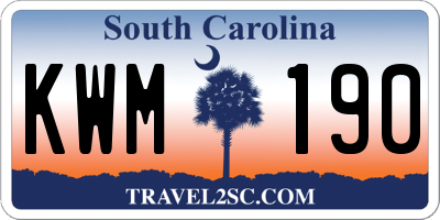 SC license plate KWM190