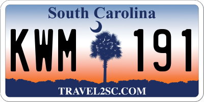 SC license plate KWM191