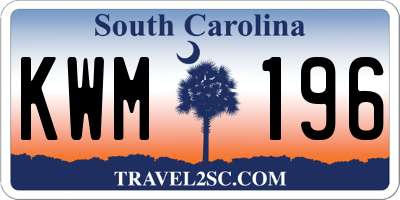 SC license plate KWM196