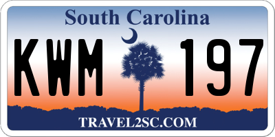 SC license plate KWM197