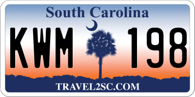 SC license plate KWM198