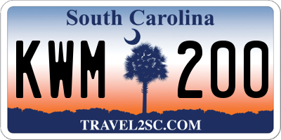 SC license plate KWM200