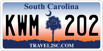 SC license plate KWM202