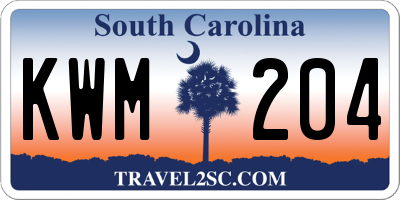SC license plate KWM204