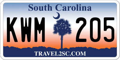 SC license plate KWM205