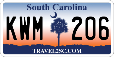 SC license plate KWM206