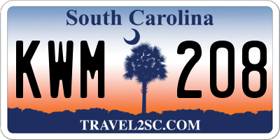 SC license plate KWM208