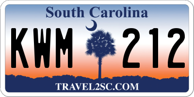 SC license plate KWM212