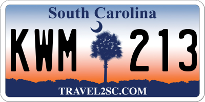 SC license plate KWM213