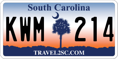 SC license plate KWM214
