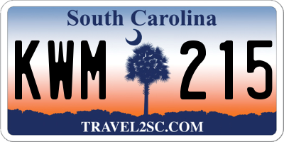 SC license plate KWM215