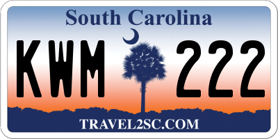 SC license plate KWM222