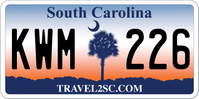 SC license plate KWM226