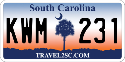 SC license plate KWM231