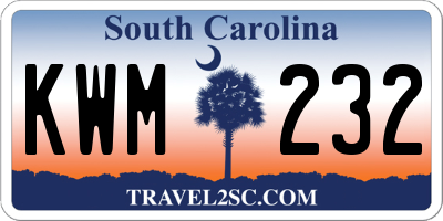 SC license plate KWM232