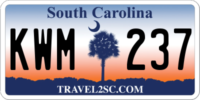 SC license plate KWM237