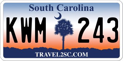 SC license plate KWM243