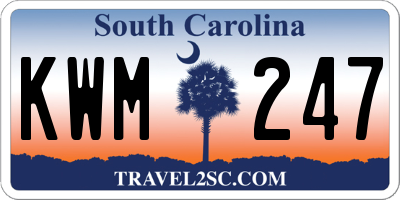 SC license plate KWM247