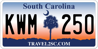 SC license plate KWM250