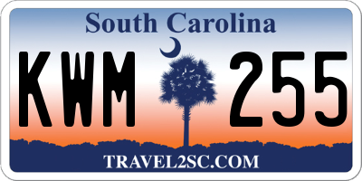 SC license plate KWM255